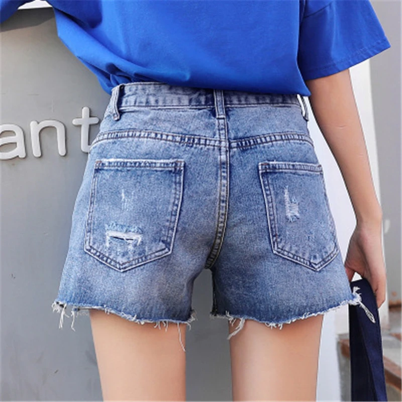 Высокая талия джинсовые шорты женские 2018 Новая летняя Корейская версия был