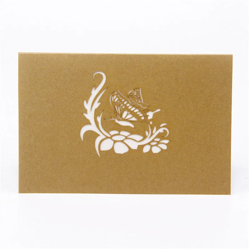 3D лазерная резка ручная резьба две бабочки бумага приглашения открытка бизнес