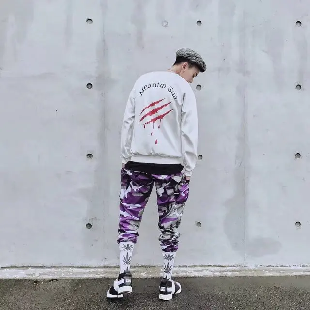 Men's Sweatshirt Hoodies Streetwear Blood Drop Hip Hop Casual Cotton Black white Dual Tone | Мужская одежда