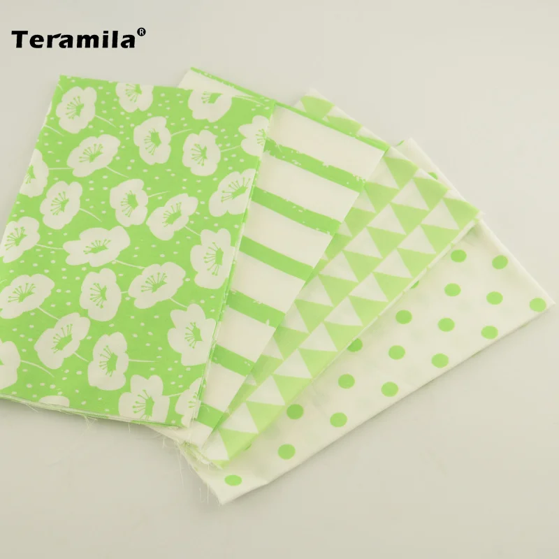 100% хлопок саржевая ткань Скрапбукинг яркий зеленый и белый цвет Teramila стеганое