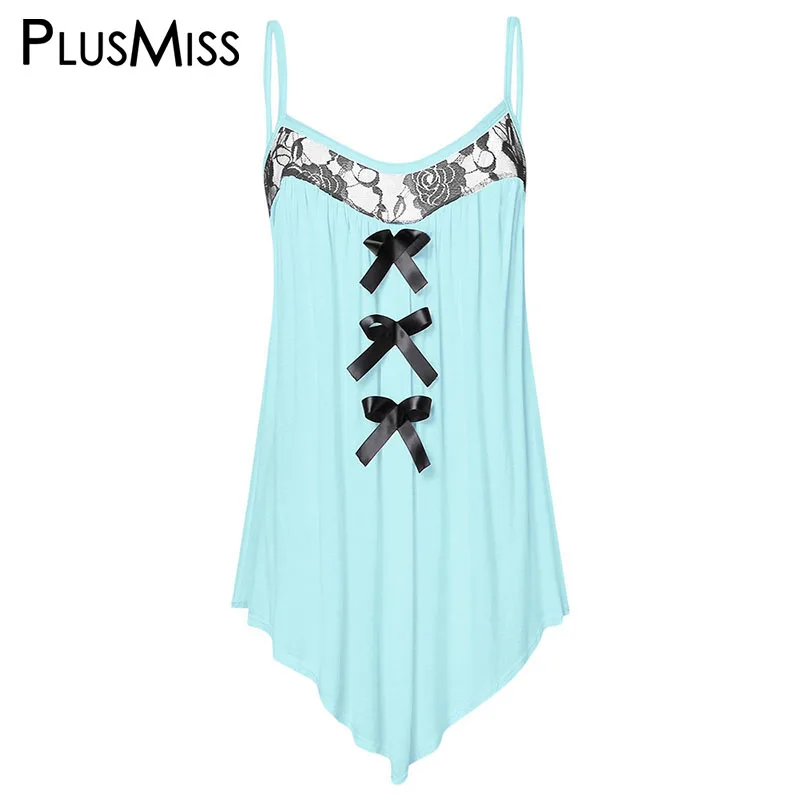PlusMiss размера плюс 5XL сзади и цветочными кружевами топы на бретельках Женские