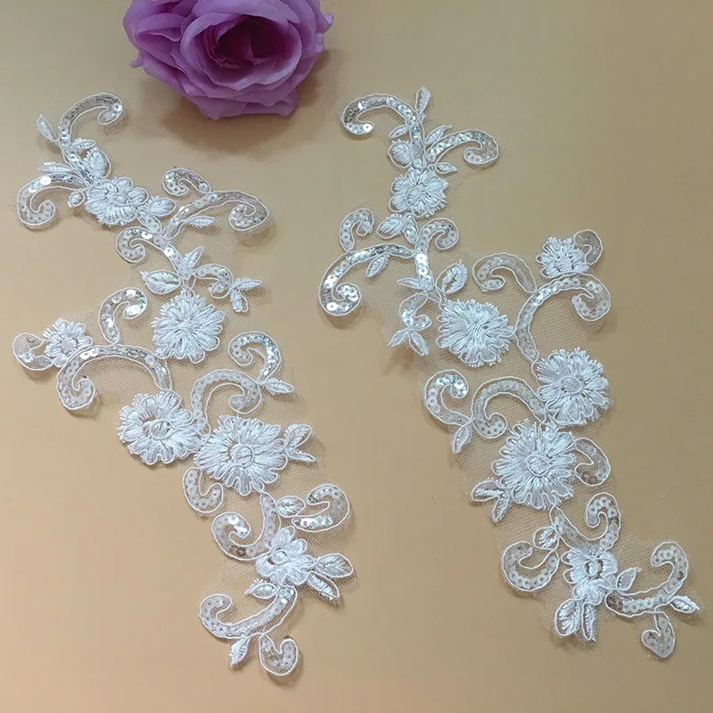 

10 Pieces Sequins Floral Venice Lace Applique Embroidered Bridal Guipure Patch Motif Embroidery Trim Flower Lace Fabric