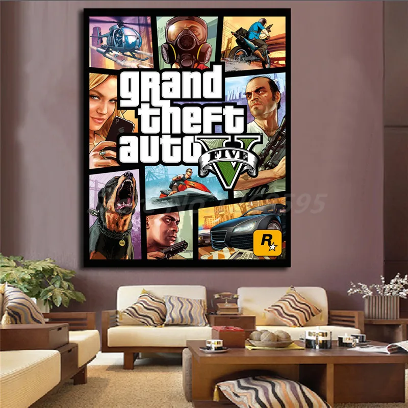 Grand Theft Auto V Крышка настенный художественный холст плакатов и женская обувь из