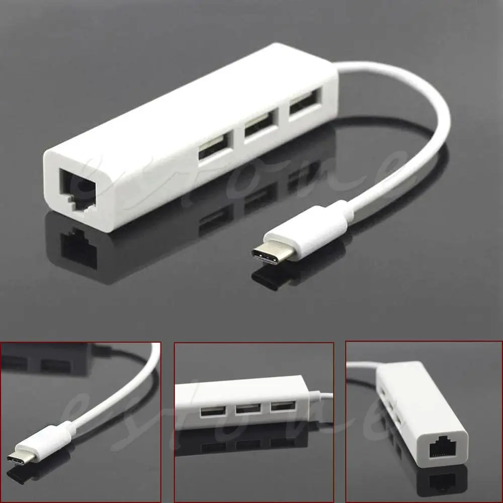 1 шт. белый USB-C USB Type C к множественный 3 порта концентратор с Ethernet RJ45 Lan адаптер для