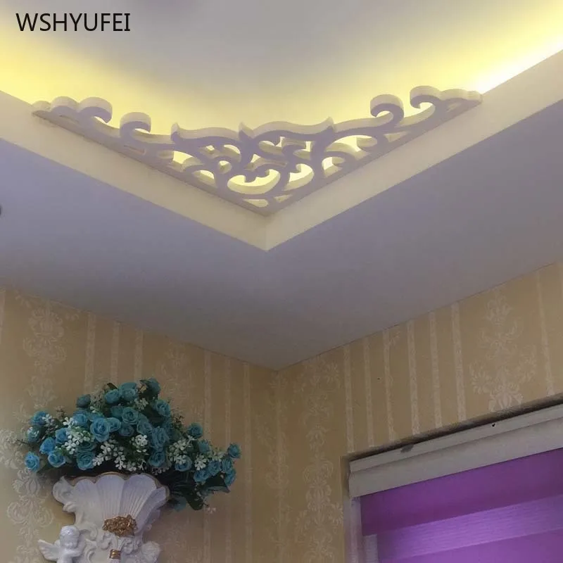 

2Pcs Direct marketing modern PVC ceiling corner flower wood plastic panel hollow decorative carved wall stickers carved flower