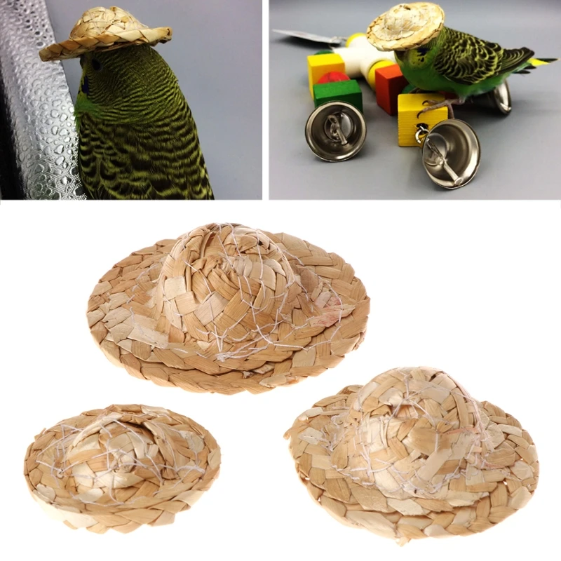 NEW 1PC Handmade Straw Woven Hat Adjustable For Parrot Birds Accessories Fashionable birds accessoires | Дом и сад