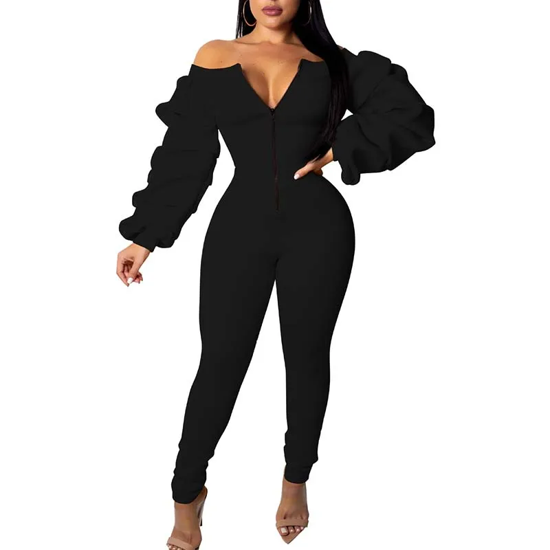 Женский элегантный комбинезон черный желтый синий серый красный с длинными