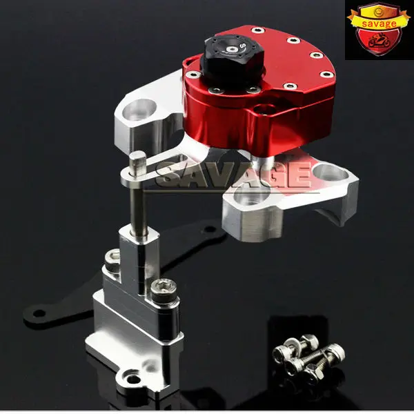 Новый красный мотоцикл рулевой демпфер стабилизатор с Монтажный кронштейн