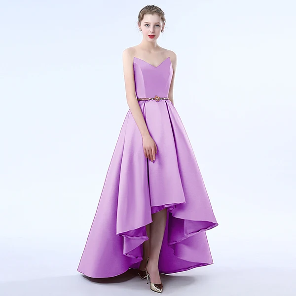 Ladybeauty атласное платье для вечеринки, выпускного вечера, официальное короткое вечернее платье, милое платье с высоким и низким вырезом, простое стильное платье - Цвет: photo color