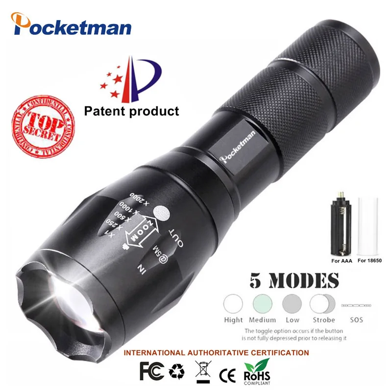 Светодиодный фонарь Pocketman 3800 люмен светодиодный с зумом для 3x AAA или 1x18650 Z20|linterna led