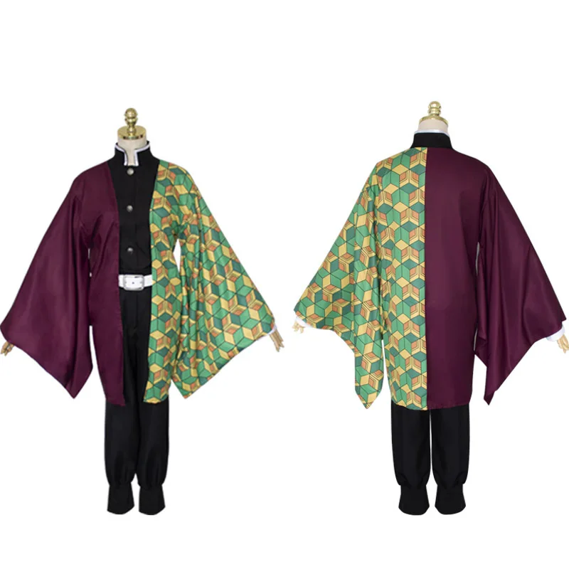 Демон убийца Kimetsu без Yaiba аниме Косплэй костюм комплект кимоно камадо Tanjirou