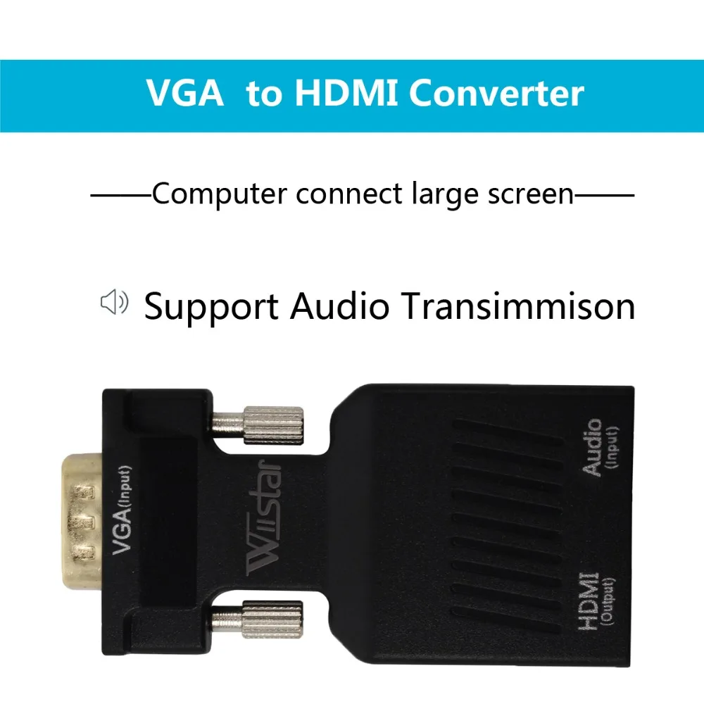 Wiistar Mini VGA HDMI адаптер кабель 1080P с 3 5 мм аудио VGA2HDMI конвертер для ПК ноутбука