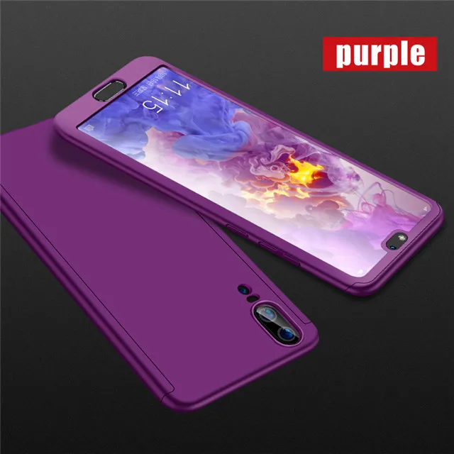 Фиолетовый Роскошный 360 Полный стеклянный чехол для Huawei P30 P20 Mate20 Lite P Smart Y7 Y6 PRO Y9 Nova 3 3i 3E P10 защитный чехол - Цвет: Фиолетовый