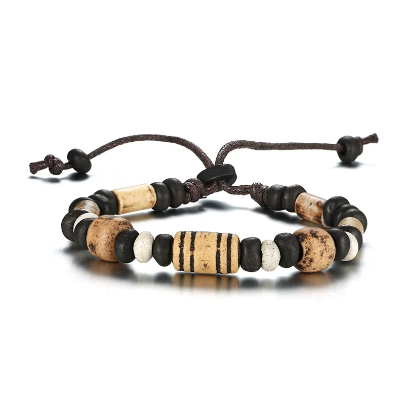 Kemstone Bohemian Wooden Beads Elastic Rope PU Alloy Multicolor Multi-layer Wrap Bracelet Jewelry Gifts For Men Women | Украшения и