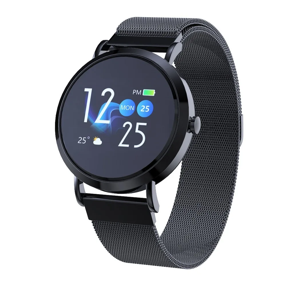 Metal Black Mjuniu cv08c Модные Смарт часы Классический Bluetooth браслет, кровяное давление/измерительный трекер сердечного ритма cv08c PK Q8 - Цвет: Metal Black