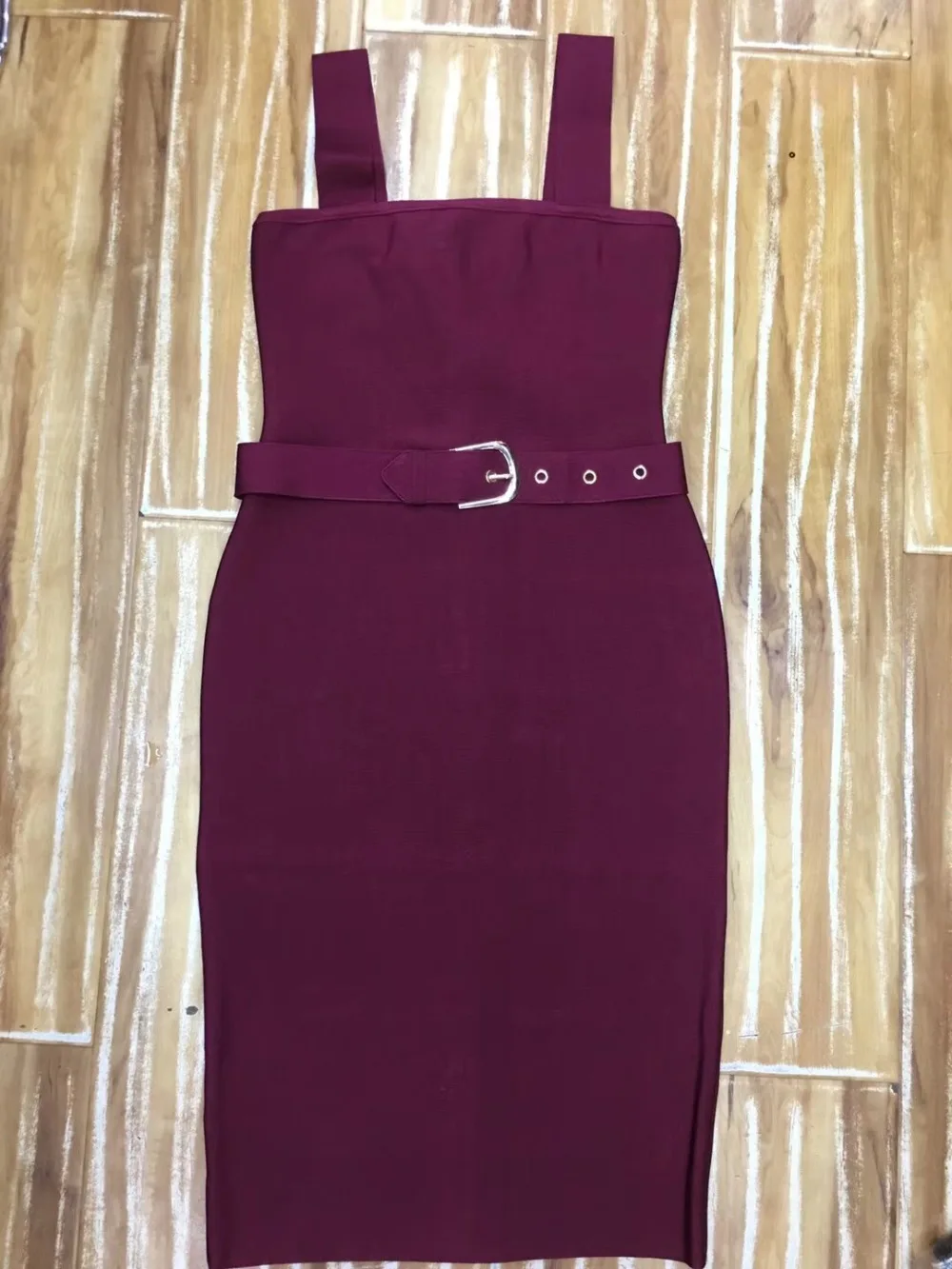 

Fashion Wine Red Sexy Women Bandage Dress Sexy Spaghetti Strap High Quality Bodycon Solid Bandage Dresses with Belts TH-10