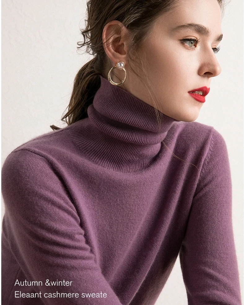 High Quality 100% Cashmere Women Knitted Sweater Tops Female Long Sleeve Spring Autumn Winter Turtleneck Pullovers Soft | Женская одежда