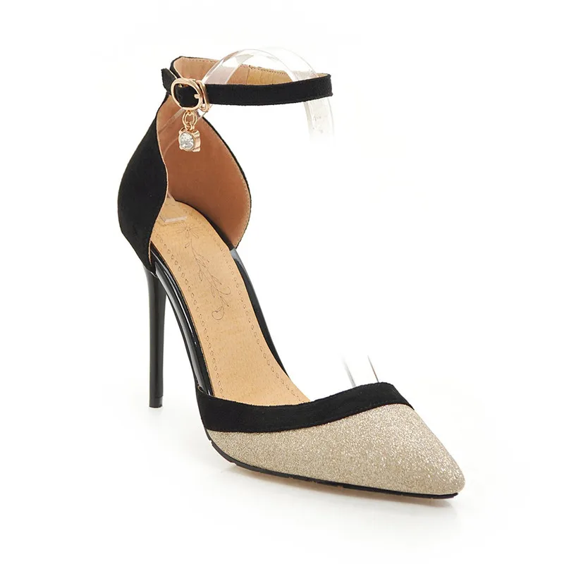 Женские туфли лодочки на шпильке YMECHIC летние для вечерние с блестками синие