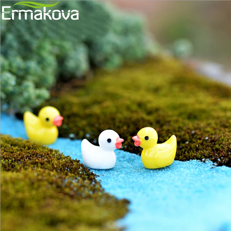 ERMAKOVA 500 шт./лот маленькая Желтая утка из Смолы миниатюрный уличный кукольный