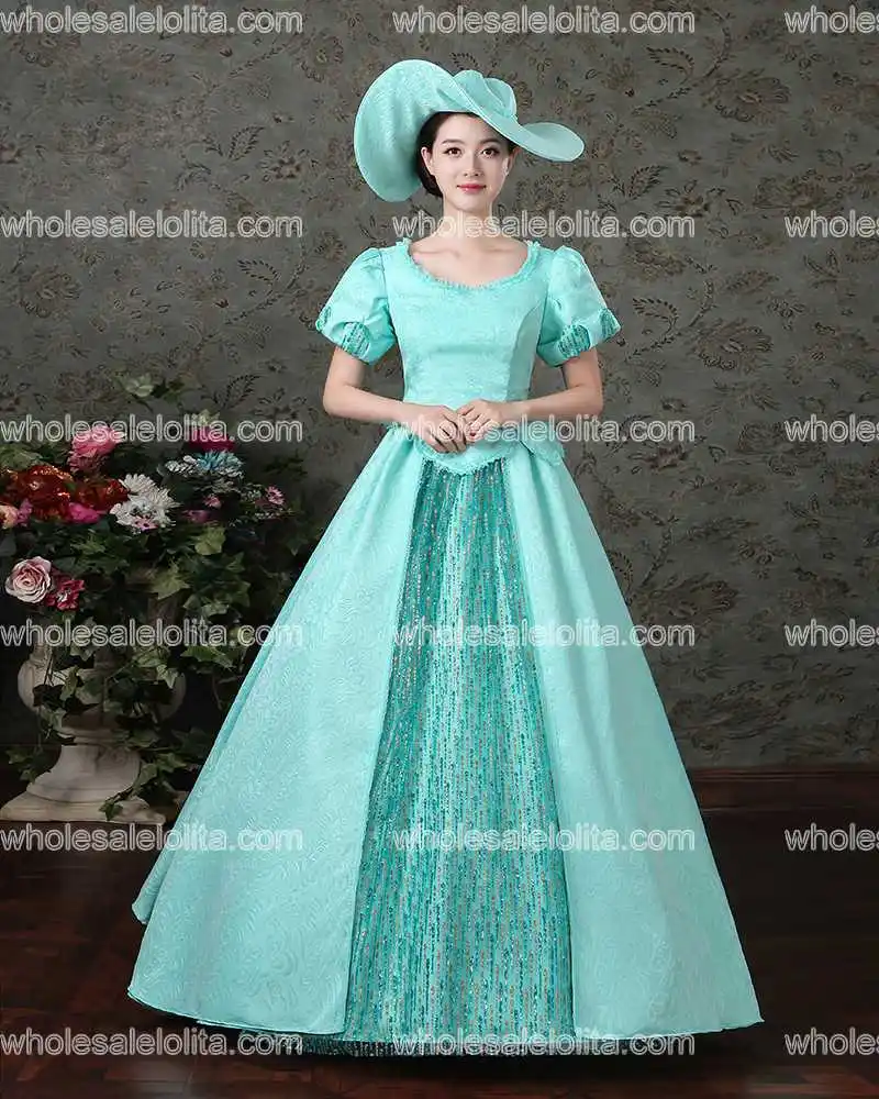 Новое поступление бальное платье синего цвета в стиле рококо Марии-Антуанетты