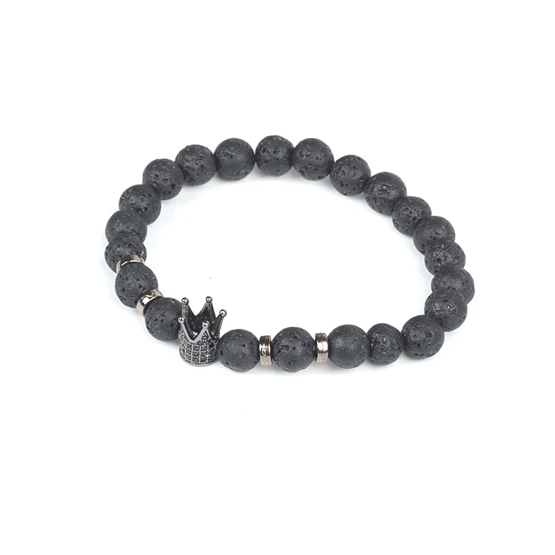 Винтажная императорская корона черный камень из вулканической лавы бусины