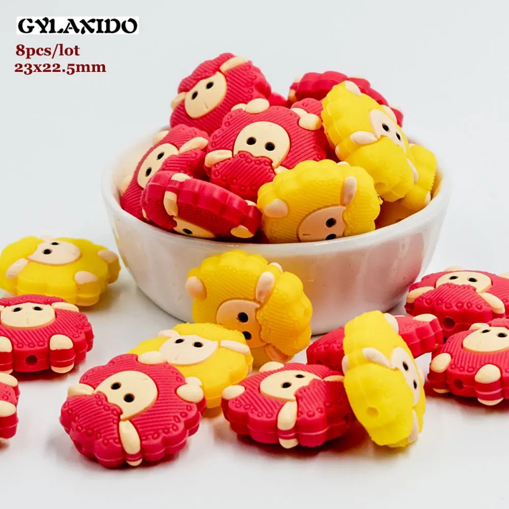 8 шт. маленькие Овцы перле силиконовые бусины 23 мм мультфильм Животные силиконы