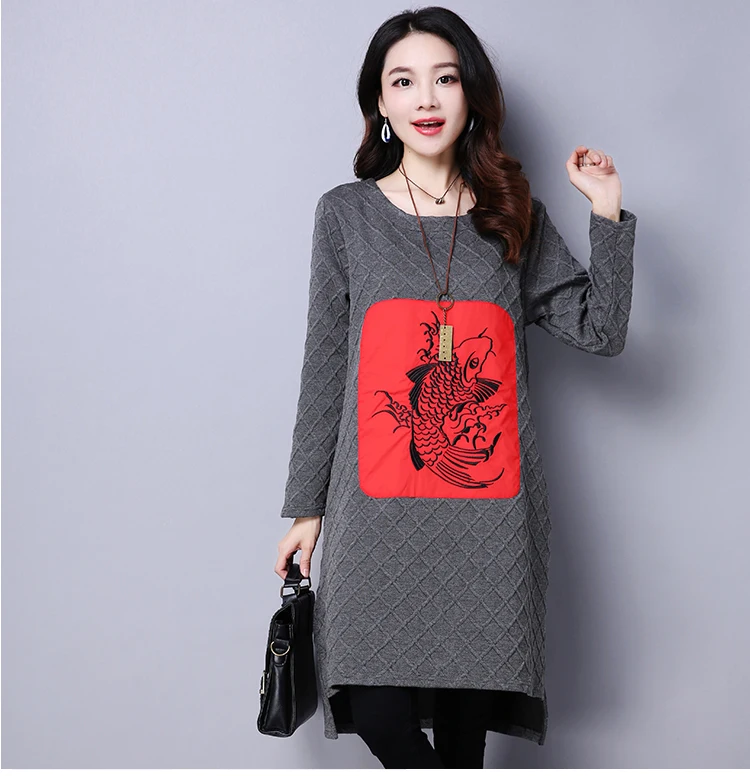 Женское платье с принтом в стиле ретро большого размера новинка 2020 осенне зимнее