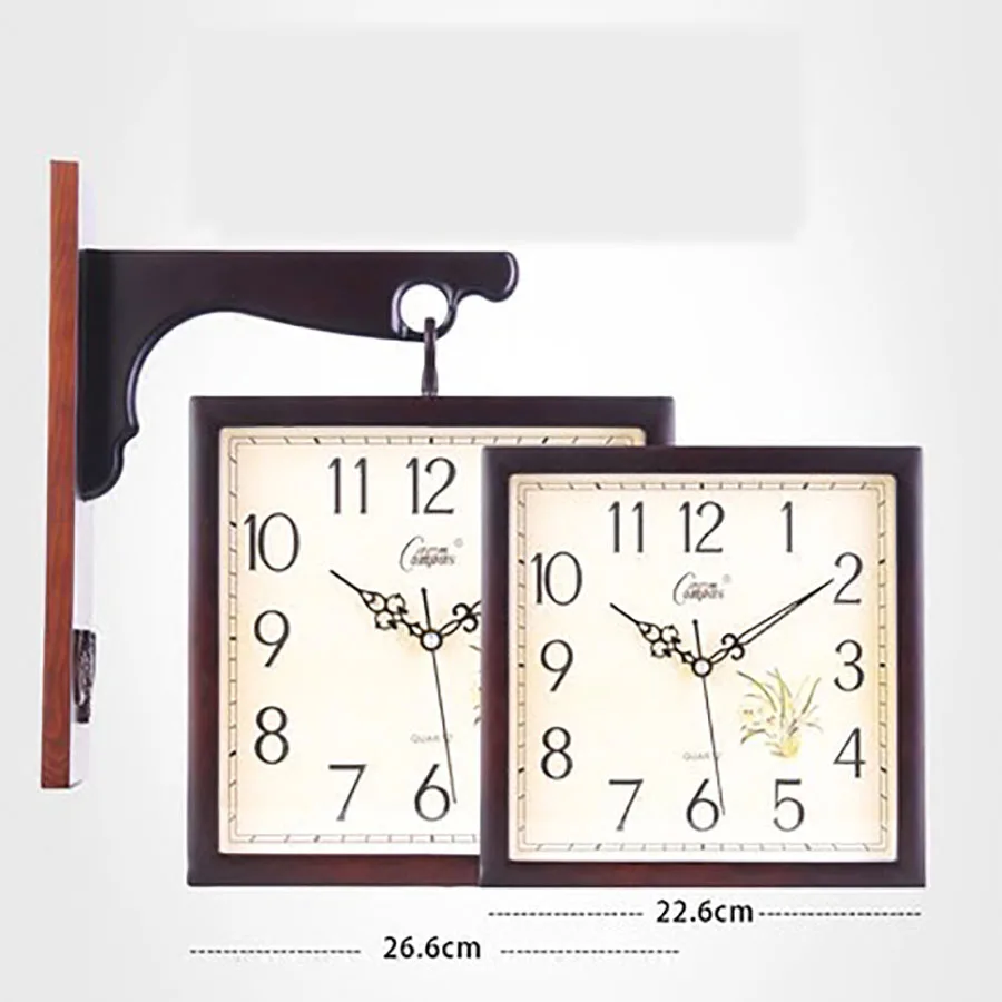 Solid Wood Clock Double Sided Wall Clock Nordic Modern Mechanism Silent Guess Women Watches Home Decor Kitchen Living Room 5Q335