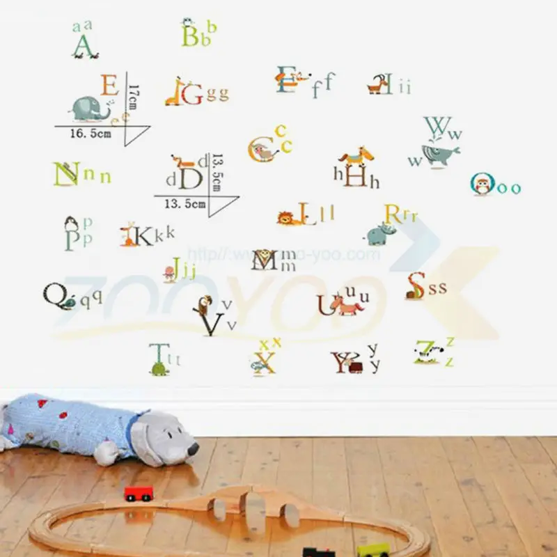 Английский Алфавит питомник декора стены наклейки для детской комнаты ZY877