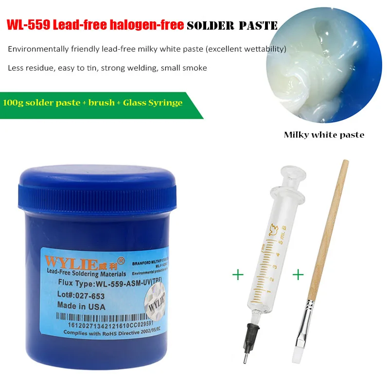 

Jyrkior WYLIE NC-559-ASM/RMA-223 BGA PCB No-Clean Solder Paste Welding Advanced Oil Flux Grease Soldering Repair Tools