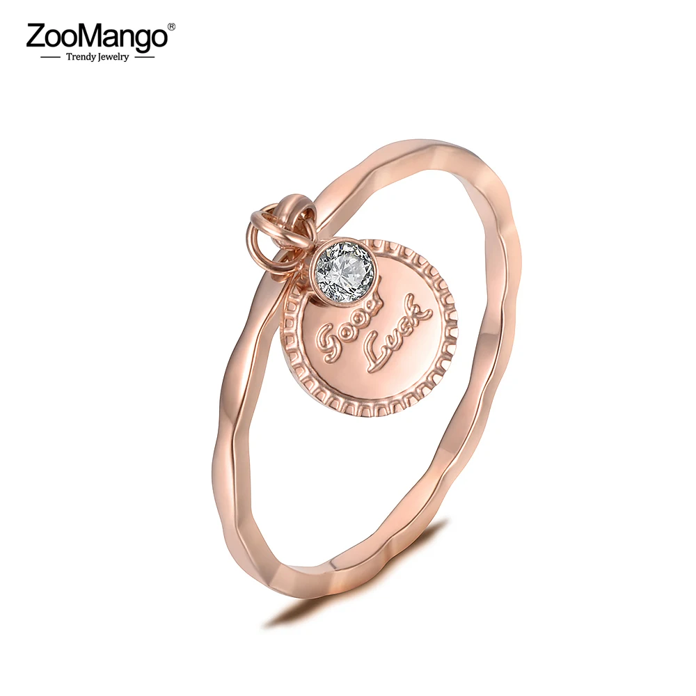 ZooMango нержавеющая сталь розовое золото AAA CZ Кристалл синусоидная форма кольца для