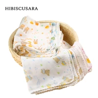 5pcs 100 cotton gauze newborn baby infant bibs handkerchief cartoon face hand bathing towel 2626cm soft square towels