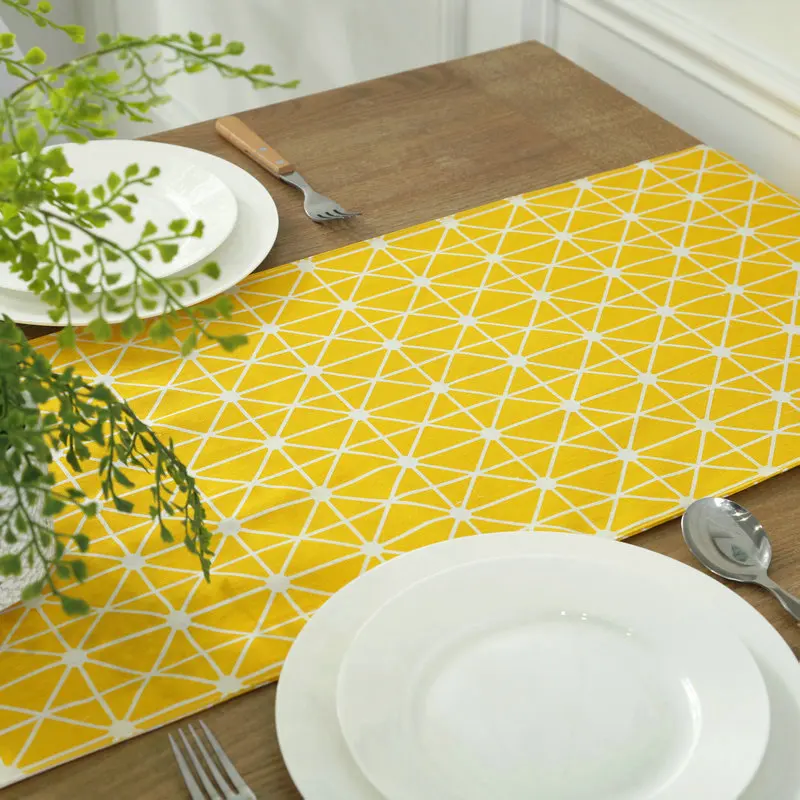 LEMOR Yellow Geometric Table Flag Modern Minimalist Desktop Cover Plaid Creative Cloth Tapete Decor Home Textile | Дом и сад