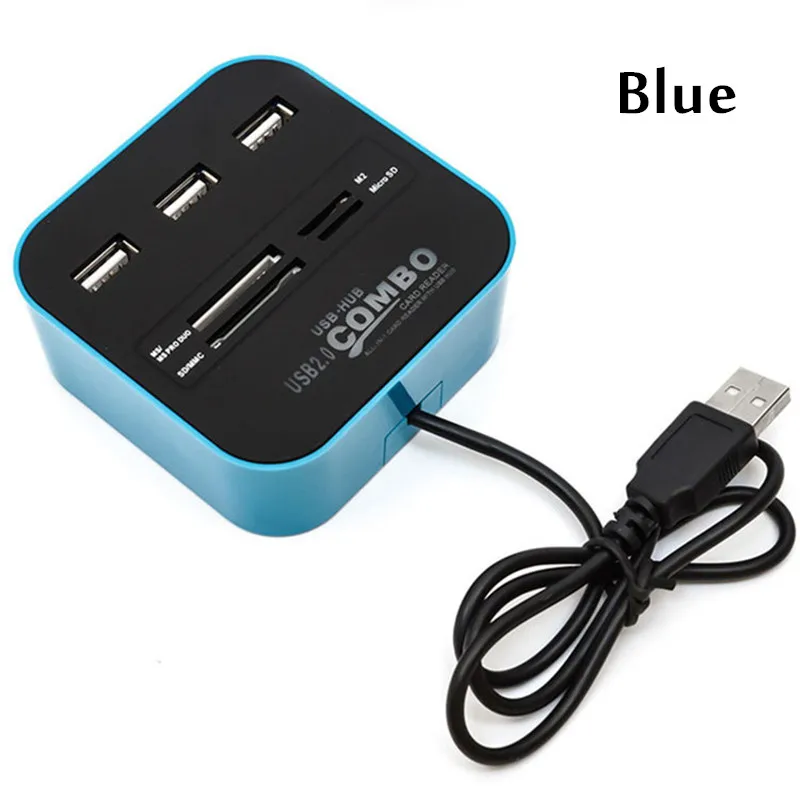 Горячая все в одном USB комбо 3 порта usb-хаб 2,0 хаб+ Мульти USB кард-ридер для SD/MMC/M2/MS/MP Micro SD