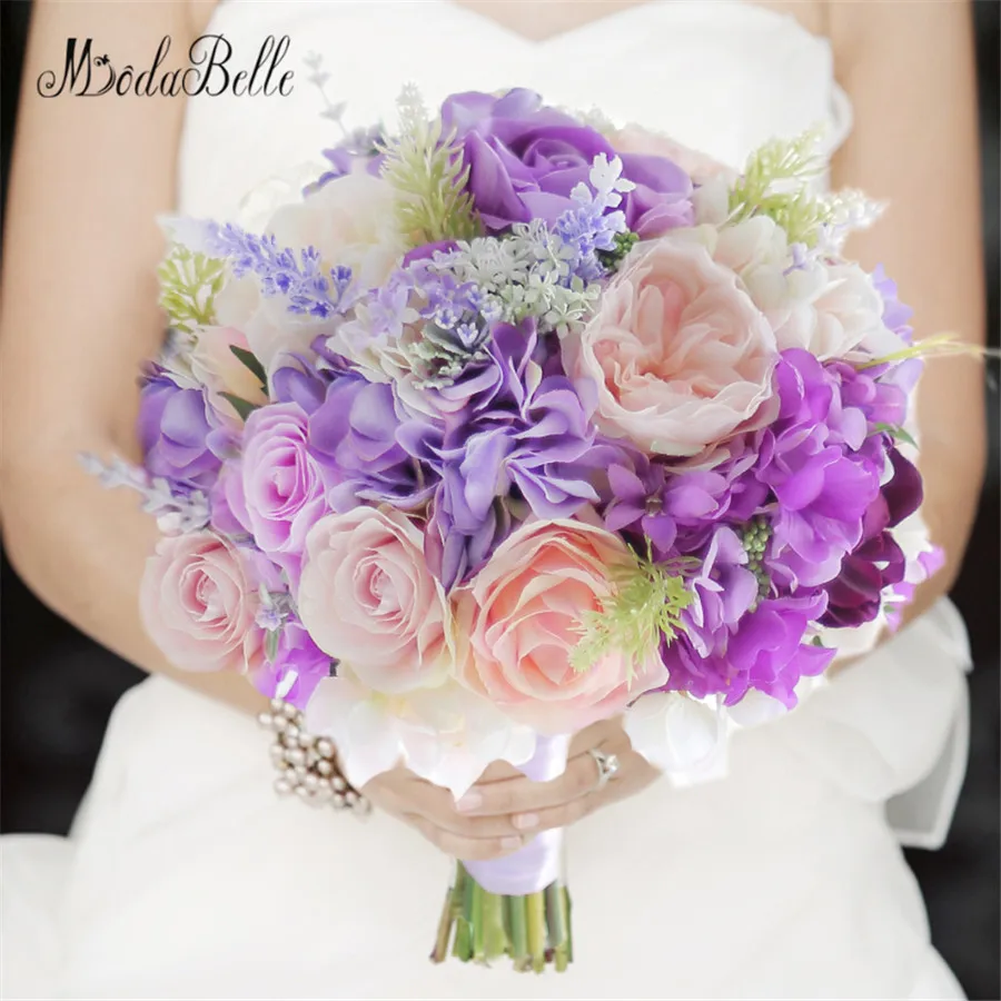 Искусственный Свадебный букет Modabelle фиолетовая Роза цветочный невесты свадебные