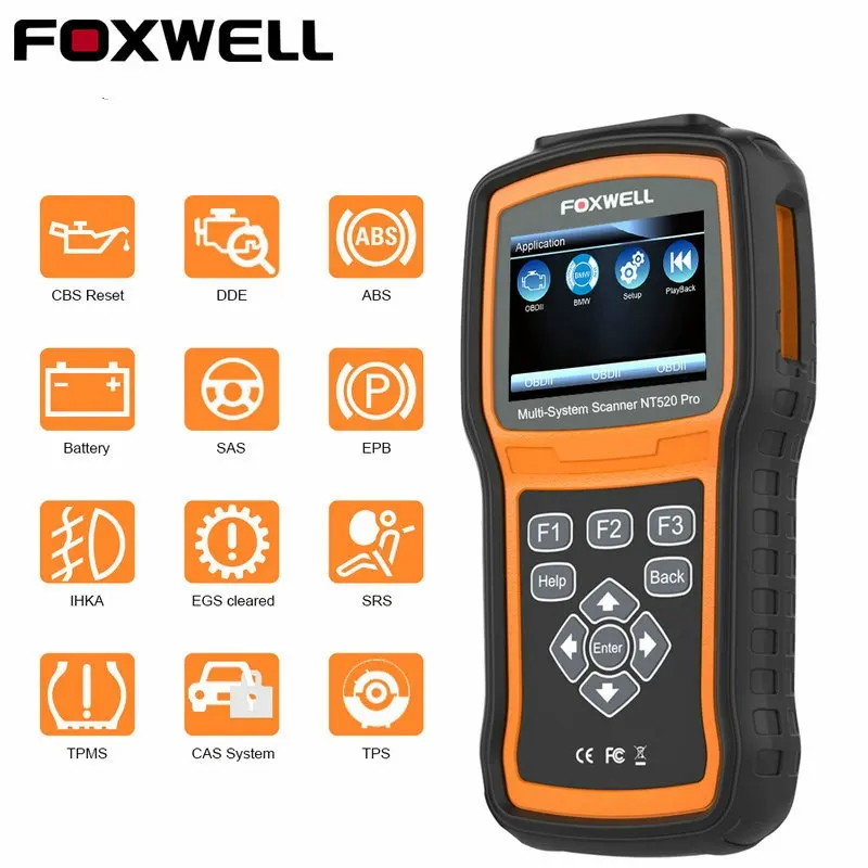 Foxwell NT520 Pro OBD2 автомобильный сканер полная система ABS SRS SAS EPB TPMS DPF масляный светильник сброс OBD ODB2 автомобильный диагностический инструмент