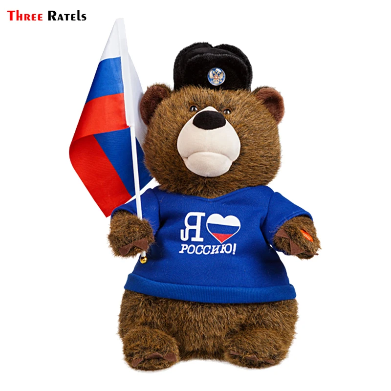 Three Ratels TRL158# 11x15см Я люблю Россию мишка полноцветные наклейки на авто автотовары