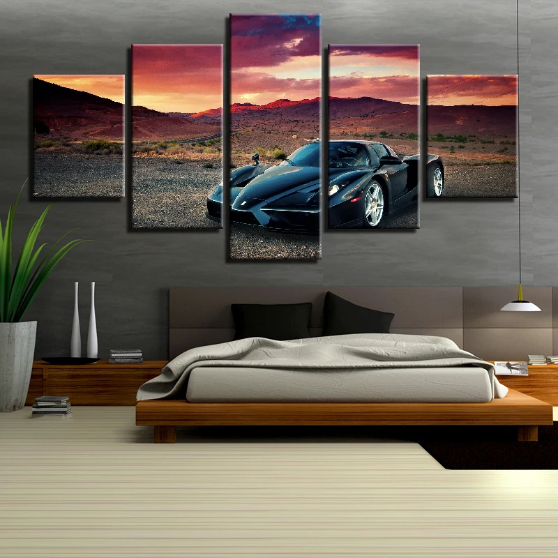 5 шт. плакаты на холсте с изображением Спортивного Автомобиля Ferrari Enzo и Sunset | Дом