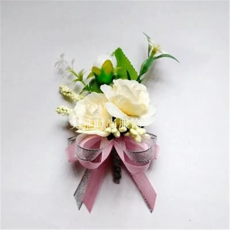 Бежевое Новое свадебное украшение ручной работы корсаж для жениха бутоньерки с