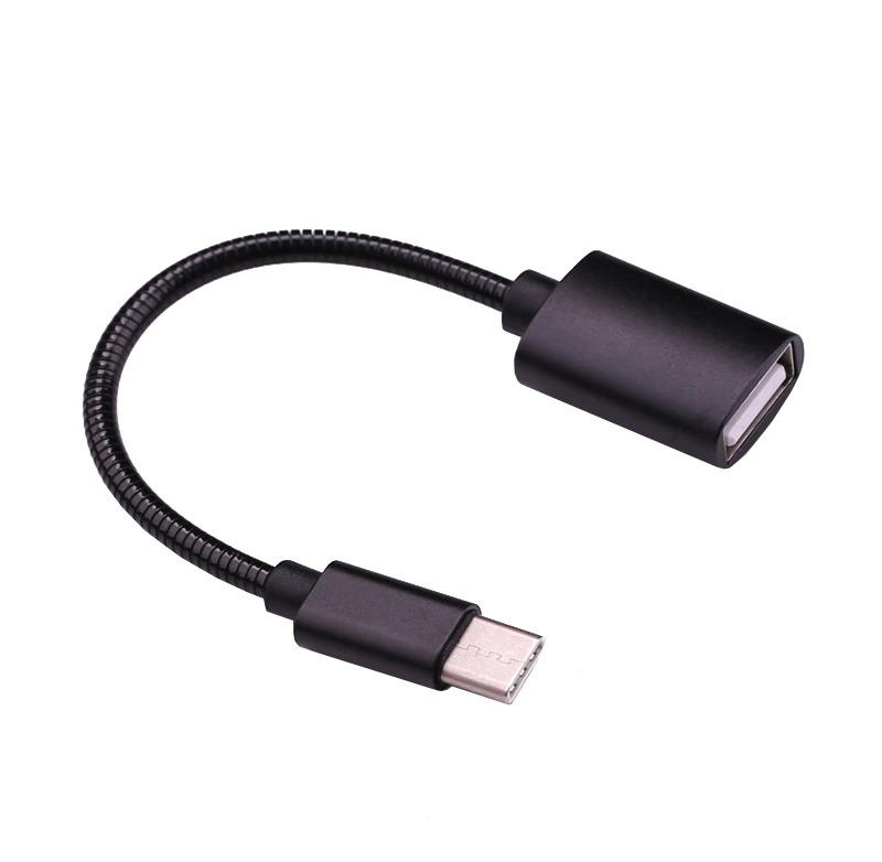 Elastic Black Оплетка type C USB OTG Кабель-адаптер кабель передачи данных для huawei P20 OPPO VIVO Tablet PC для Samsung Galaxy S8 S9 Plus смартфонов - Цвет: Elastic Black