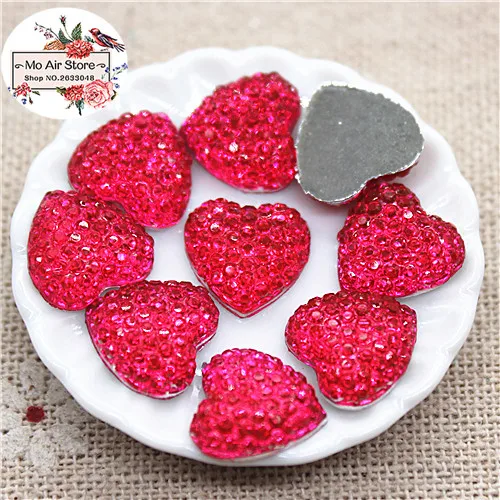 hot pink 100pcs 100 шт блестящее прозрачное Сердце Кабошон из смолы с плоской задней стороной художественная поставка Украшение Шарм ремесло DIY 11 мм - Цвет: hot pink 100pcs
