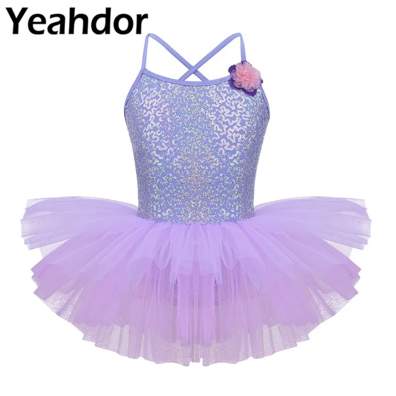 Балетное танцевальное платье на бретельках для девочек платье-пачка с блестками