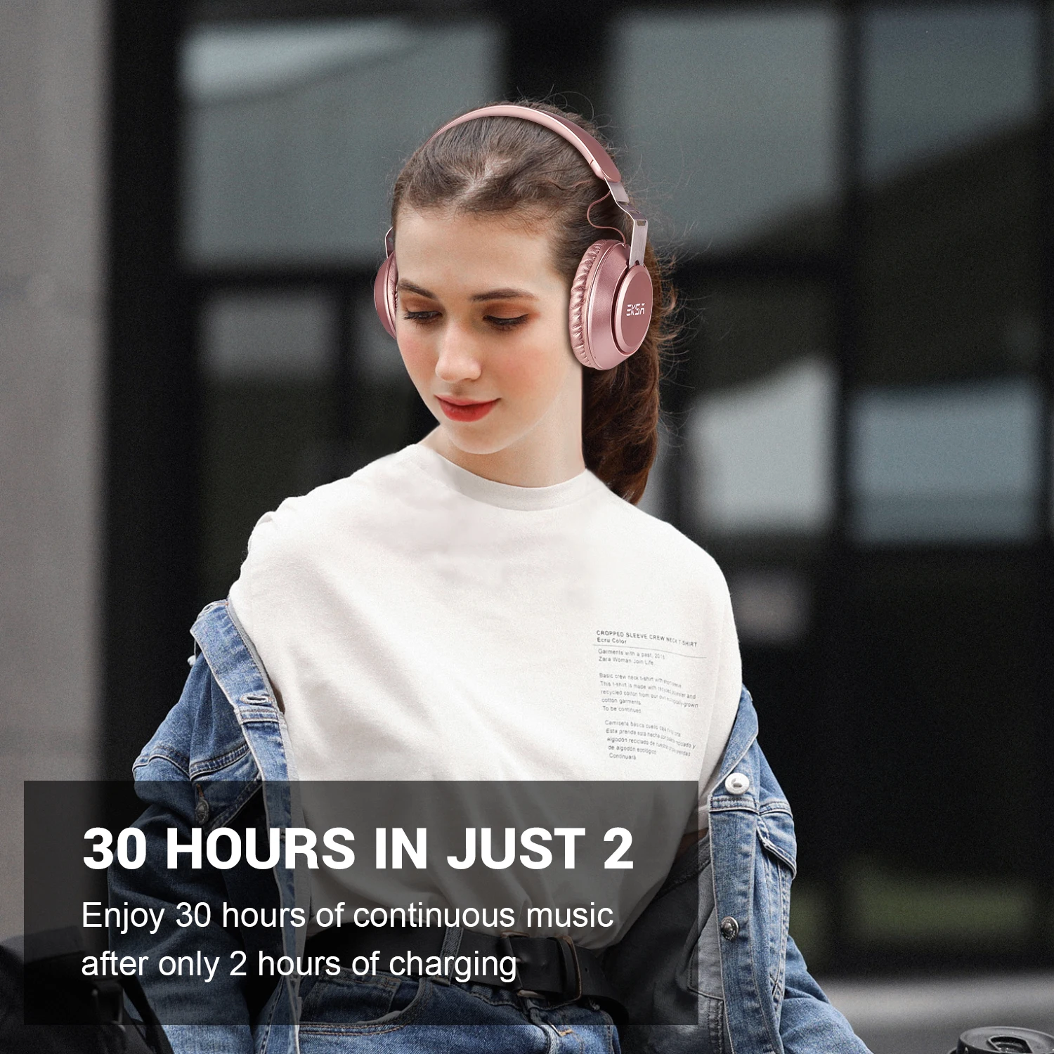 EKSA беспроводные наушники Bluetooth 5,0 гарнитура 40 мм драйвер богатый бас легкий fone de ouvido с микрофоном для телефона 500 мАч розовый