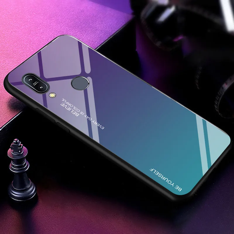 Gradient Aurora Case for ASUS ZenFone Max Pro (M1) ZB601KL ZB602KL Tempered Glass Back X00TD Colorful Cover Shell |