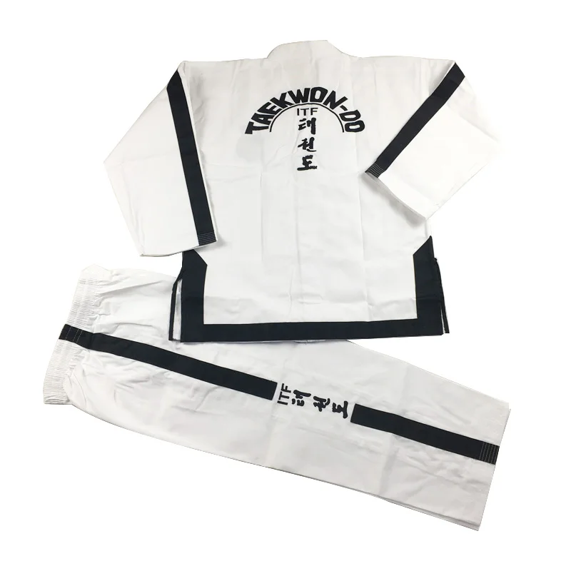 SINOBUDO Taekwondo White Embroidery Standard ITF Uniform For Instructor Master Uniforms Men Suit |