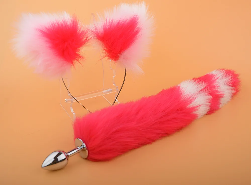 Cute Soft Cat ears Headbands with Fox Tail Bow Metal Butt Anal Plug Erotic Cosplay Accessories Adult Sex Toys for Couples |