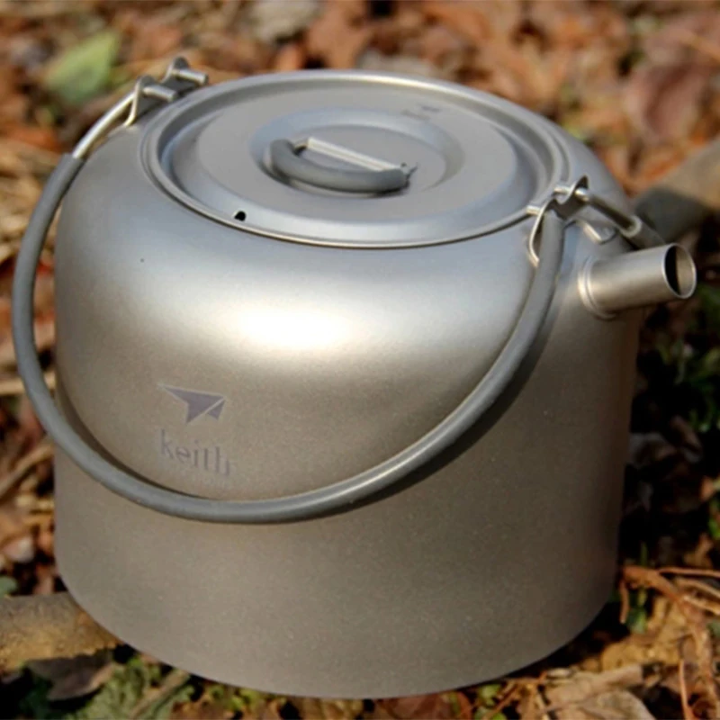 売却 キース 1.5L チタン水ケトルキャンプピクニック調理調理器具コーヒーポットティーポット折りたたみハンドル屋外ハイキング 200 グラム Ti3907