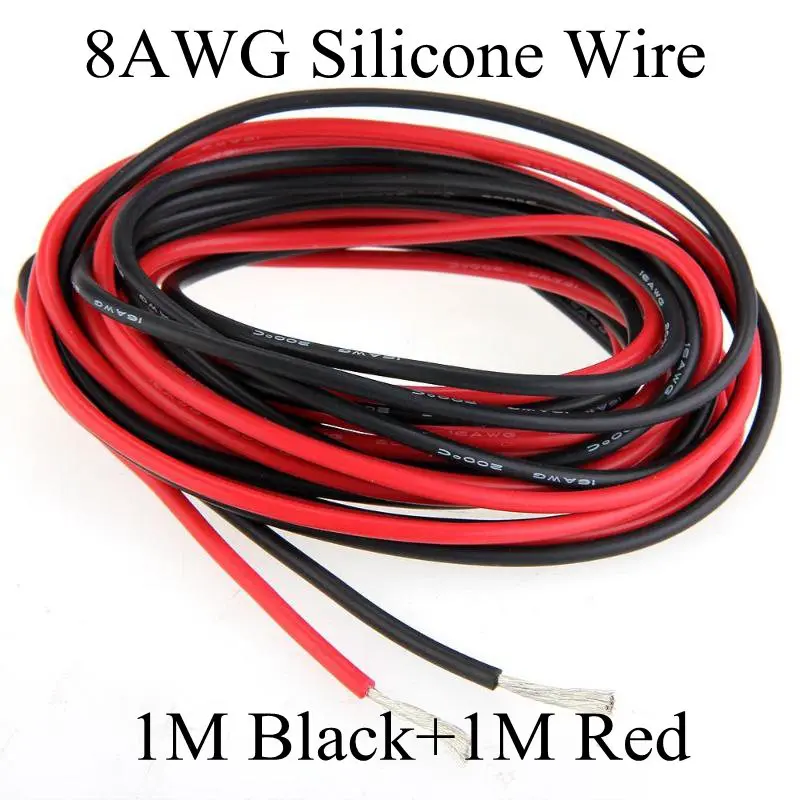1 м черный + красный 8awg гибкий силиконовый провод датчик высокой температуры