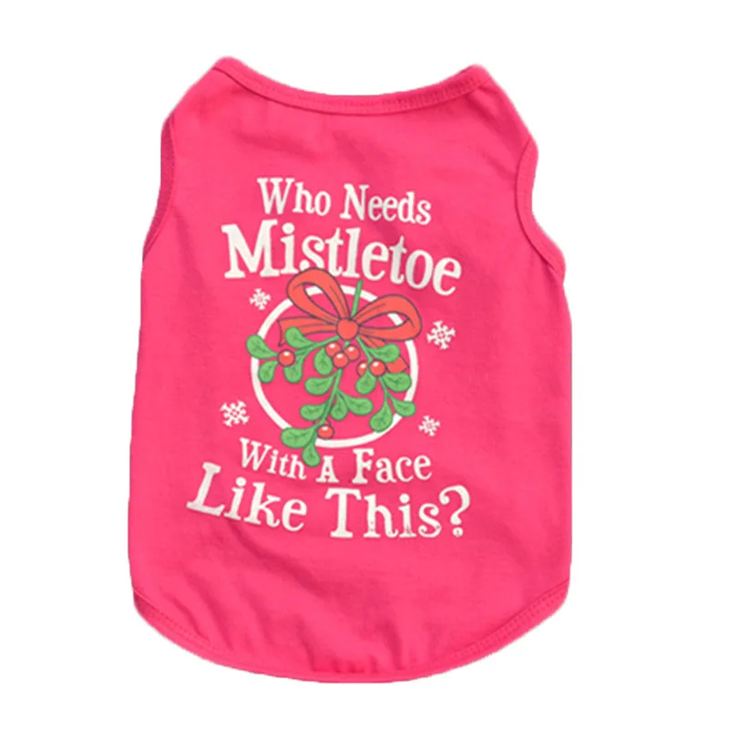 New Fashion Cotton Dog Vest Christmas Letters Printed Cute Comfortably Pet Shirt Puppy Cat Vests Pets Apparel Teddy DOGGYZSTYLE | Дом и сад