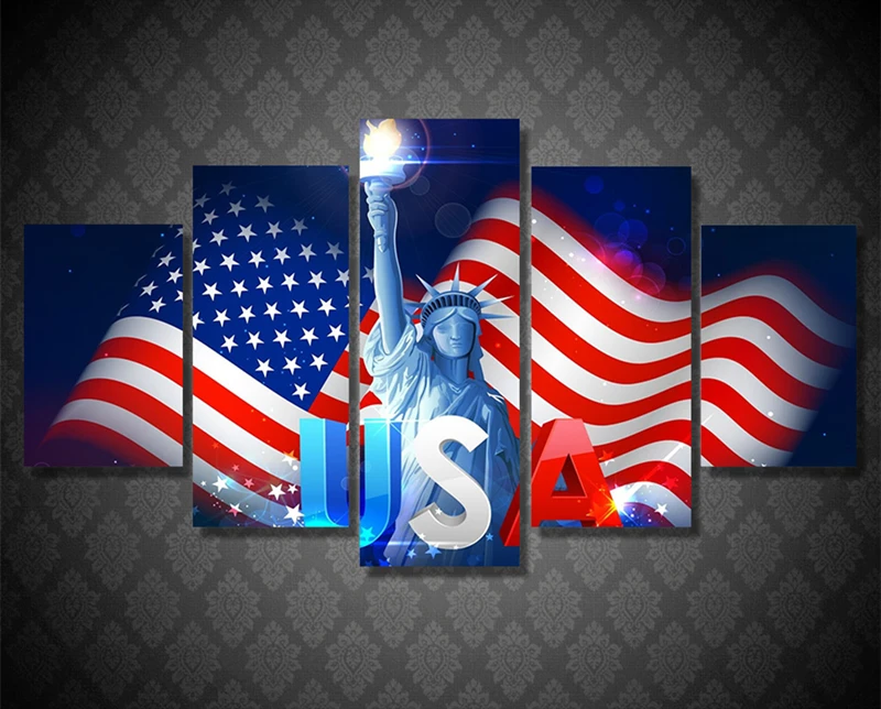 5 шт Canvasl Книги по искусству принт номер для США Национальный флаг картина Куадрос